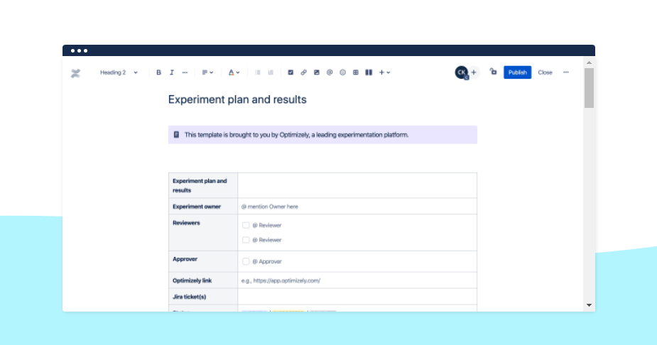 confluence experiment plan template