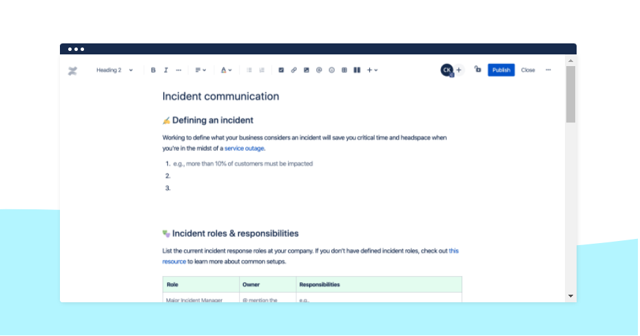 confluence incident communication template