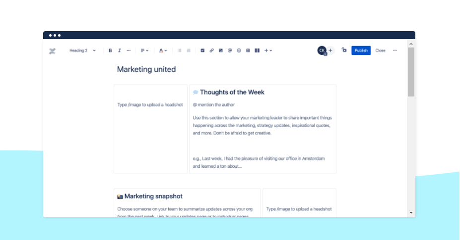 confluence internal newsletter template